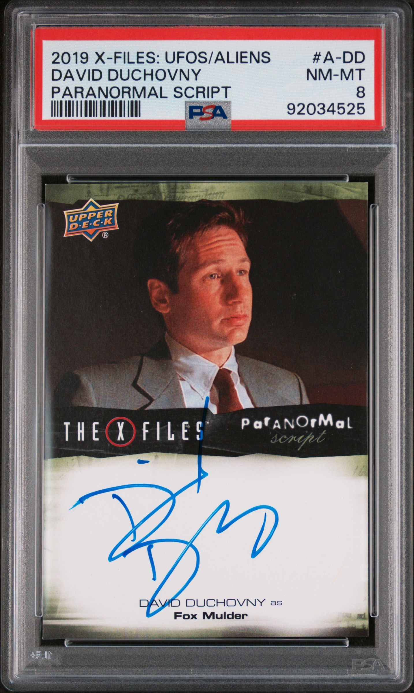 David Duchovny 2019 Upper Deck X-Files: Ufos & Aliens Paranormal AUTO PSA 8