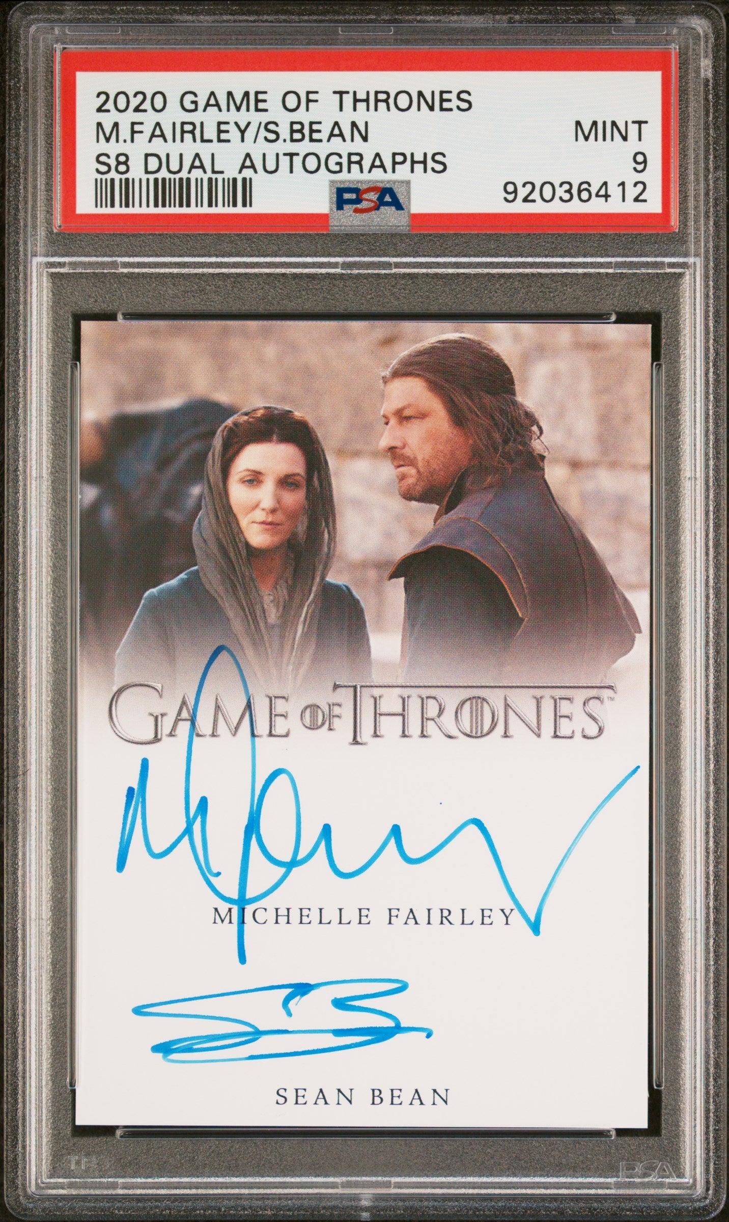 Sean Bean Michelle Fairley CATELYN EDDARD STARK 2020 Game Of Thrones AUTO PSA 9