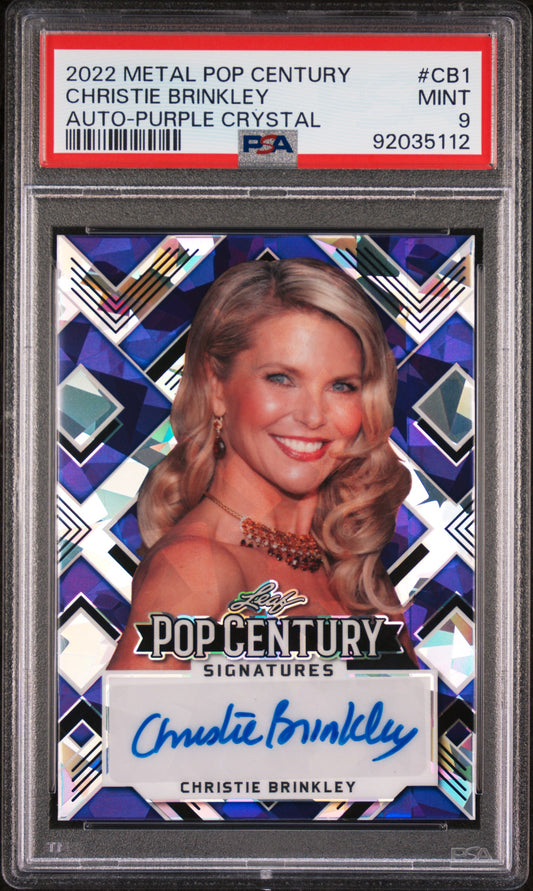 Christie Brinkley 2022 Leaf Metal Pop Century #3/7 Auto Purple Crystal PSA 9