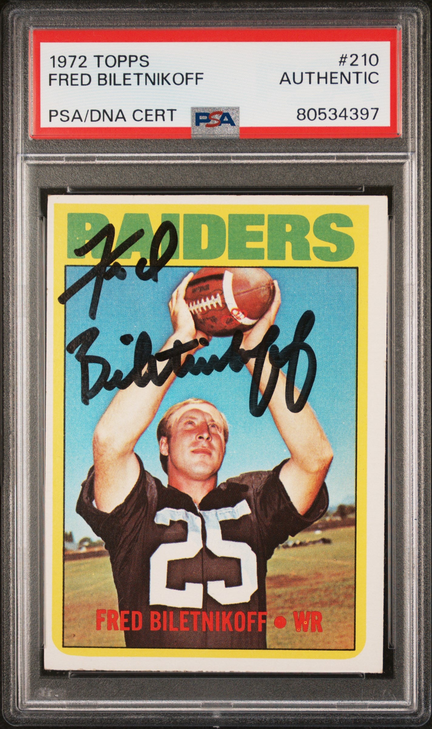 1972 Topps Fred Biletnikoff #210 PSA Authentic Auto Signed