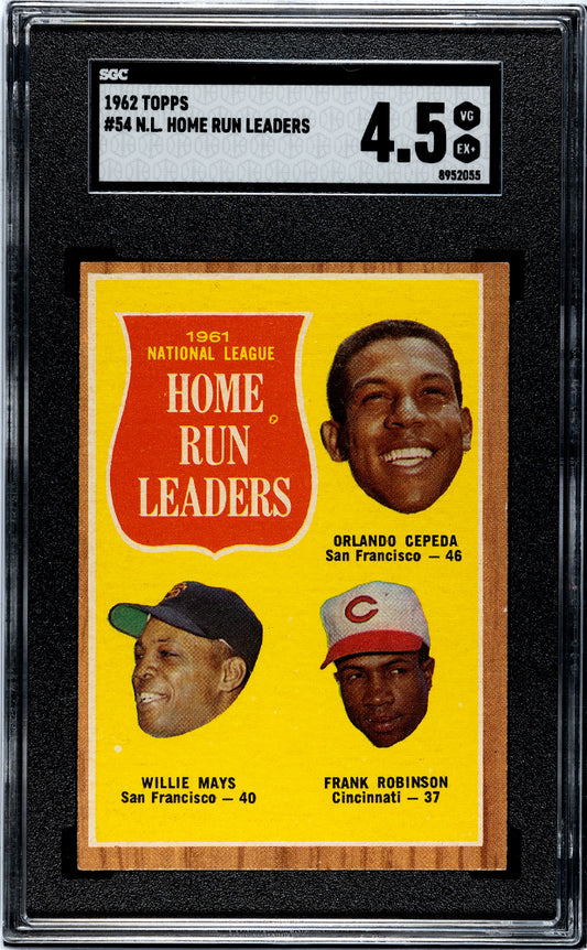 1962 Topps N. L. Home Run Leaders #54 SGC 4.5 Willie Mays Cepeda Robinson