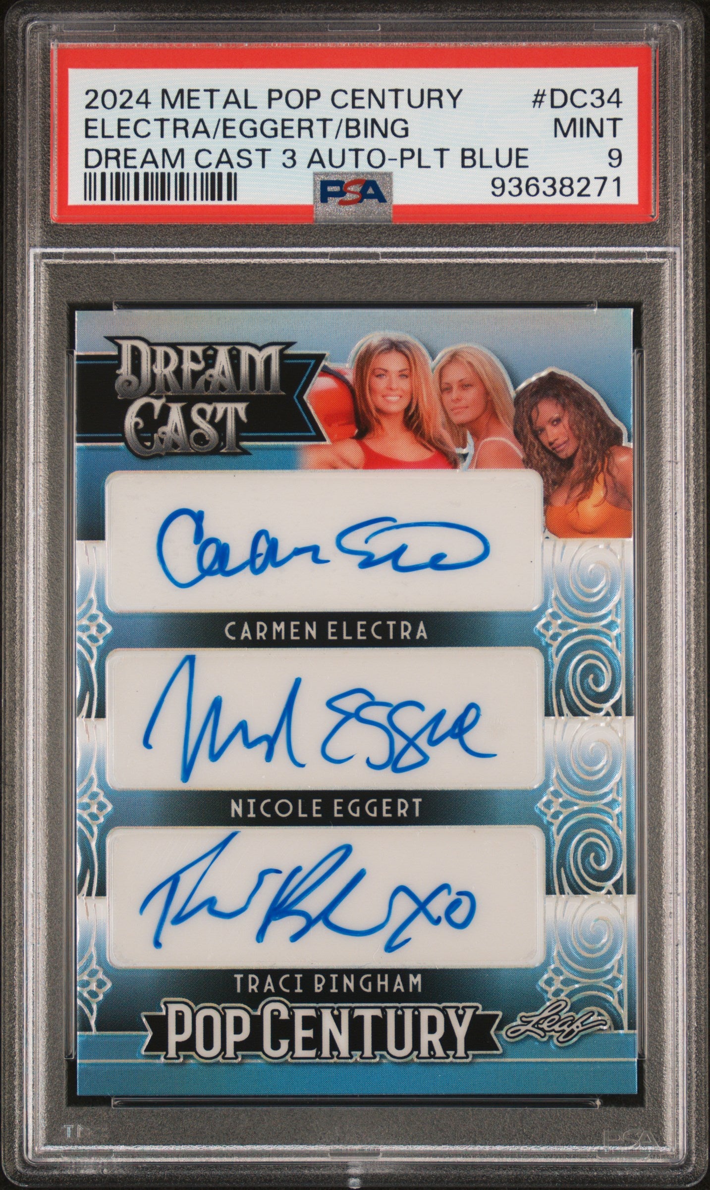 Carmen Electra Eggert Bingham 2024 Leaf Pop Century AUTO Baywatch Blue /9 PSA 9