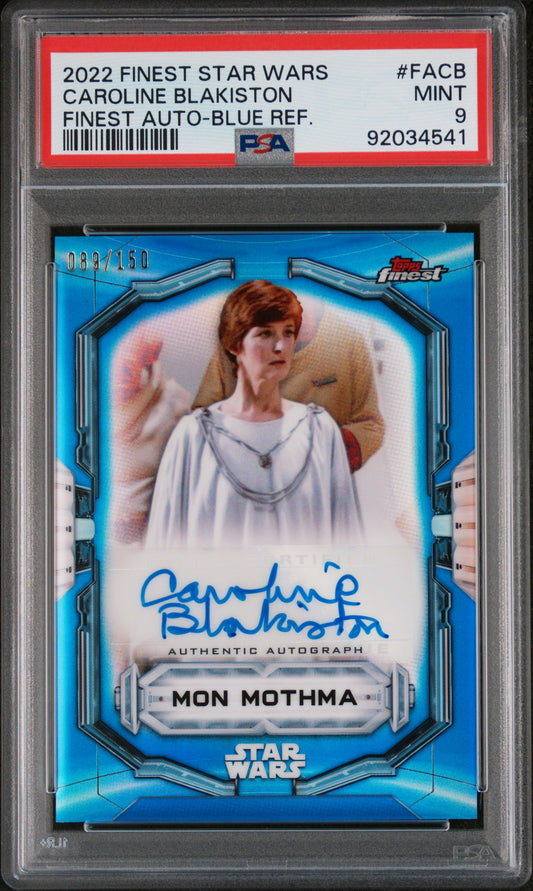 Caroline Blakiston MON MOTHMA 2022 Topps Finest Star Wars Blue /150 AUTO PSA 9