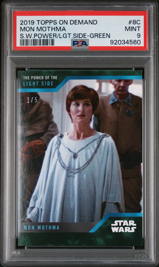 Mon Mothma 2019 Topps Star Wars Power Of The Light Side Green #1/5 PSA 9