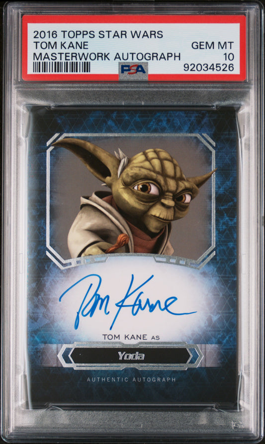 Tom Kane YODA 2016 Topps Star Wars Masterwork AUTO PSA 10