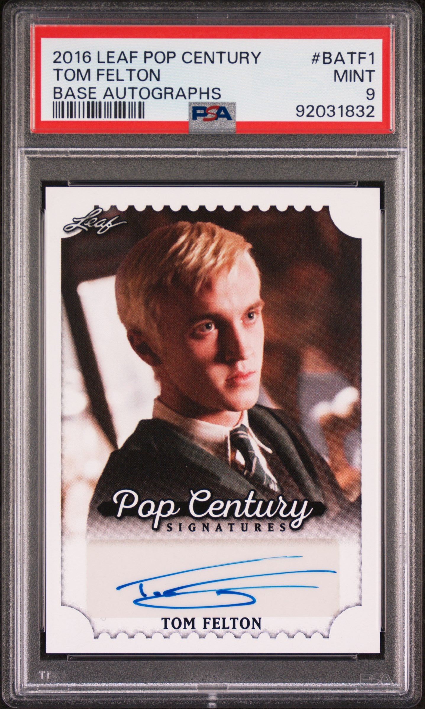 Tom Felton DRACO MALFOY HARRY POTTER 2016 Leaf Pop Century AUTO PSA 9