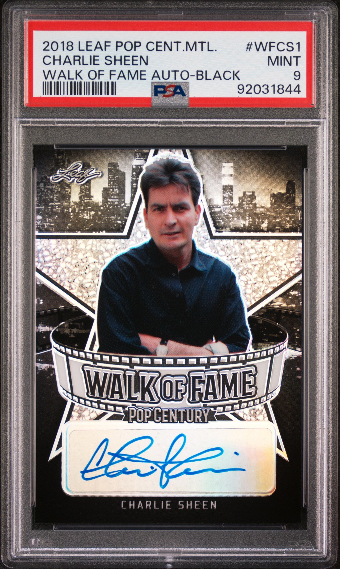 Charlie Sheen 2018 Leaf Pop Century Metal Walk Of Fame AUTO #3/7 Black PSA 9