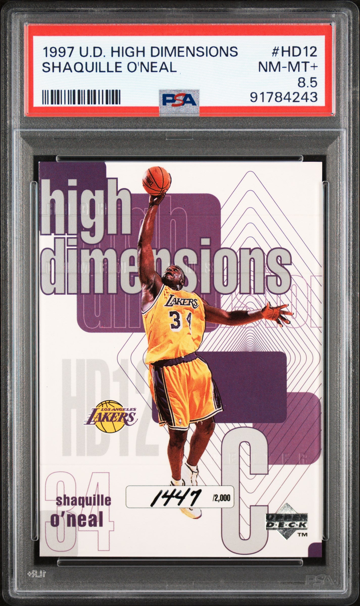 1997-98 Upper Deck High Dimensions #/2000 Shaquille O'Neal #HD12 PSA 8.5