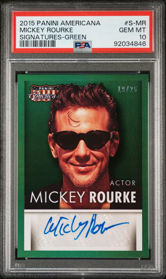 Mickey Rourke 2015 Panini Americana Signatures AUTO #19/25 POP 1 Green PSA 10