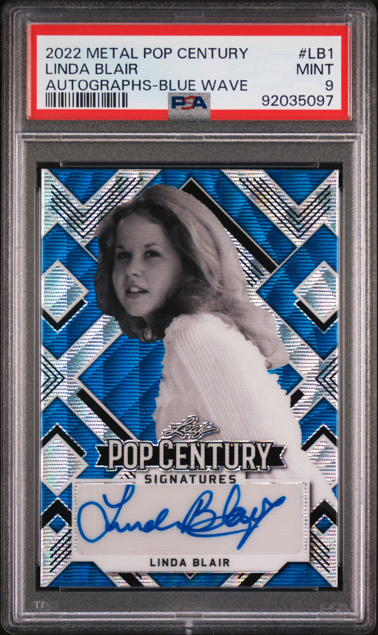 Linda Blair 2022 Leaf Metal Pop Century Autograph AUTO #3/20 Blue Wave PSA 9