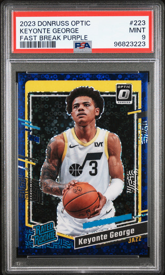 2023 Panini Donruss Optic Keyonte George #61/99 Fast Break Purple PSA 9 Rookie