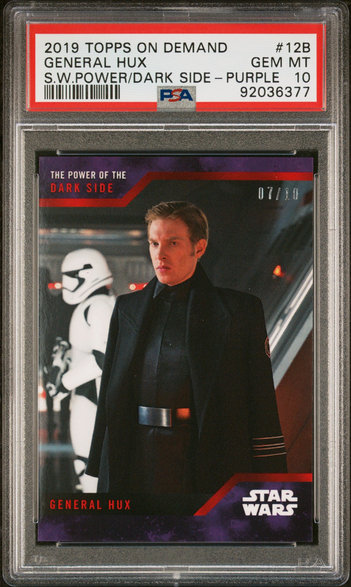 General Hux 2019 Topps Star Wars Power Of The Dark Side Purple #7/10 PSA 10