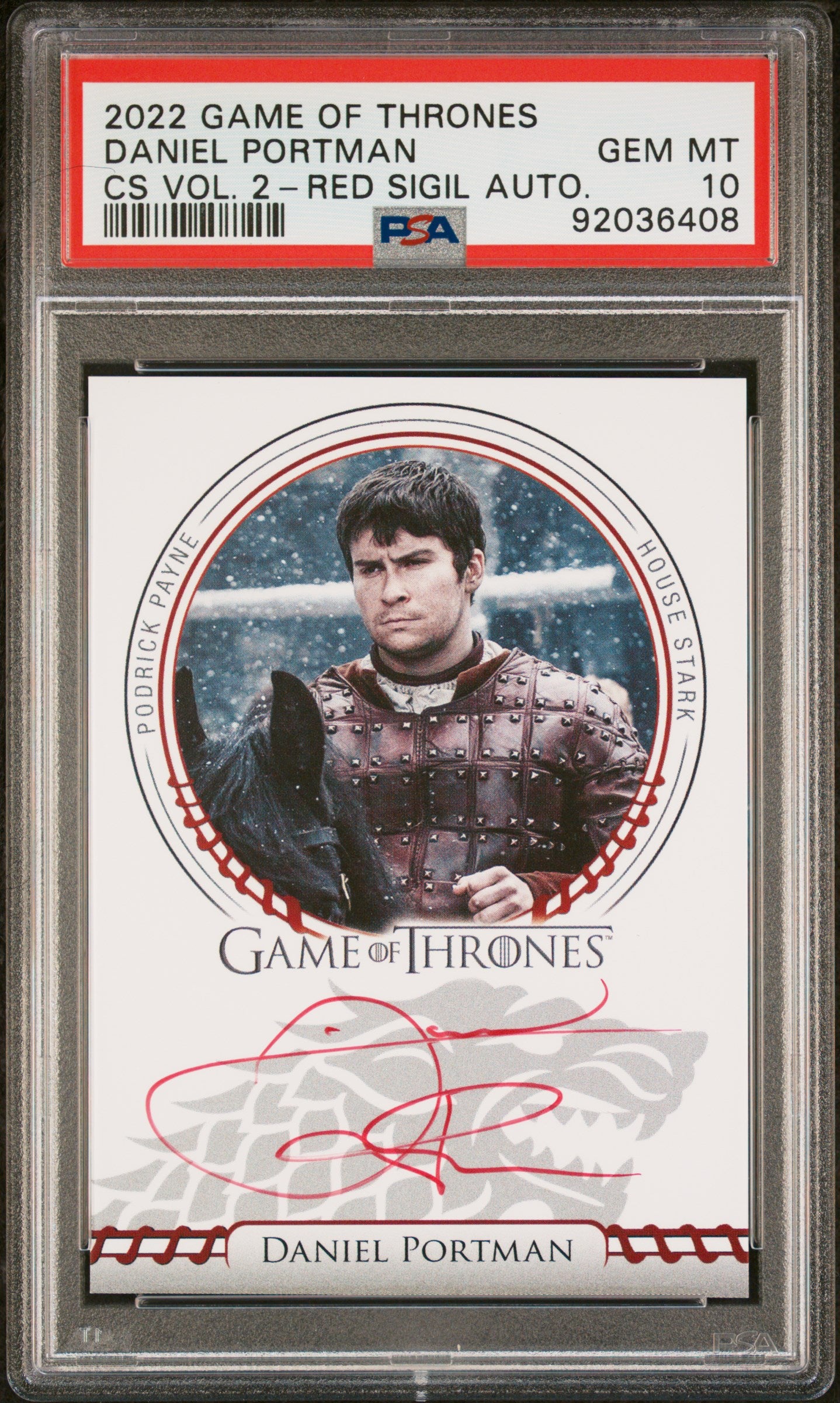 Daniel Portman PODRICK PAYNE 2022 Game Of Thrones RED AUTO PSA 10