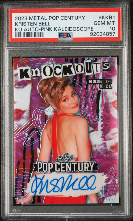 Kristen Bell 2023 Leaf Metal Pop Century Knockouts Pink AUTO #3/4 PSA 10