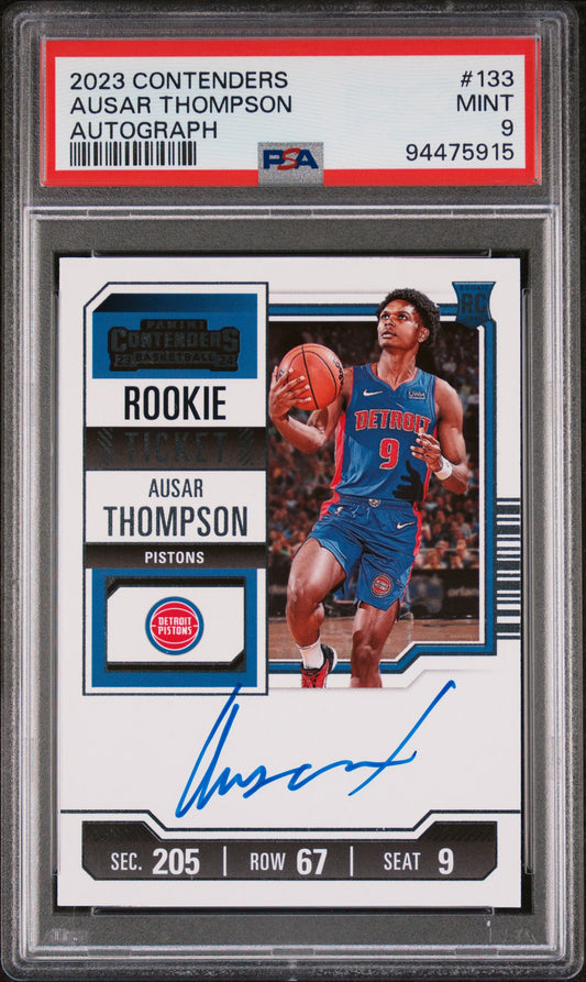 2023-24 Panini Contenders Ausar Thompson #133 AUTO Rookie Ticket PSA 9