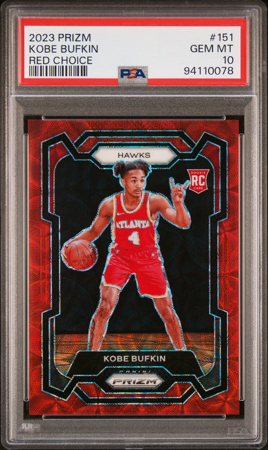 2023-24 Panini Prizm Kobe Bufkin #151 Red Choice Rookie #69/88 PSA 10