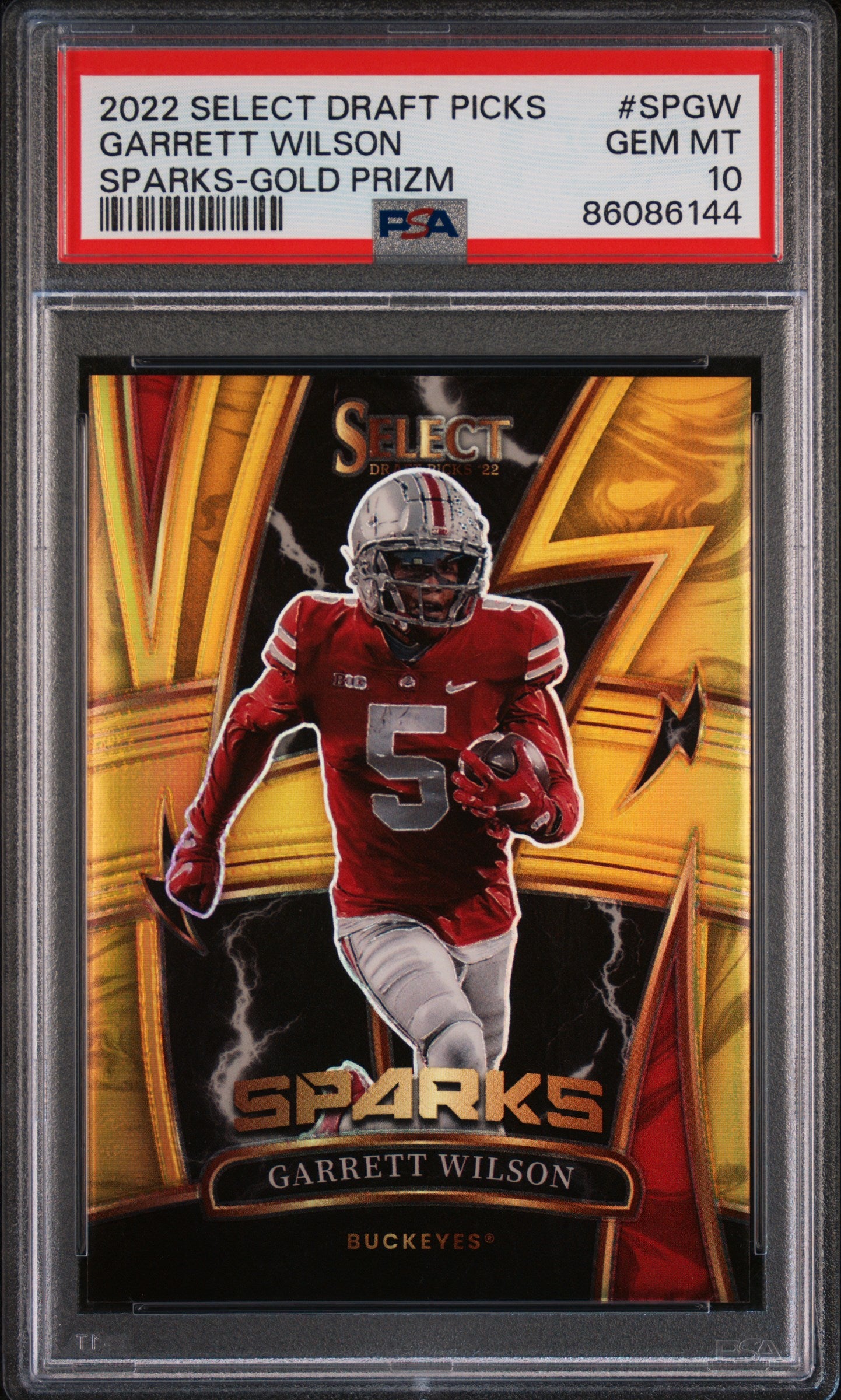 2022 Panini Select Draft Picks Sparks Garrett Wilson #1/10 Gold Prizm PSA 10