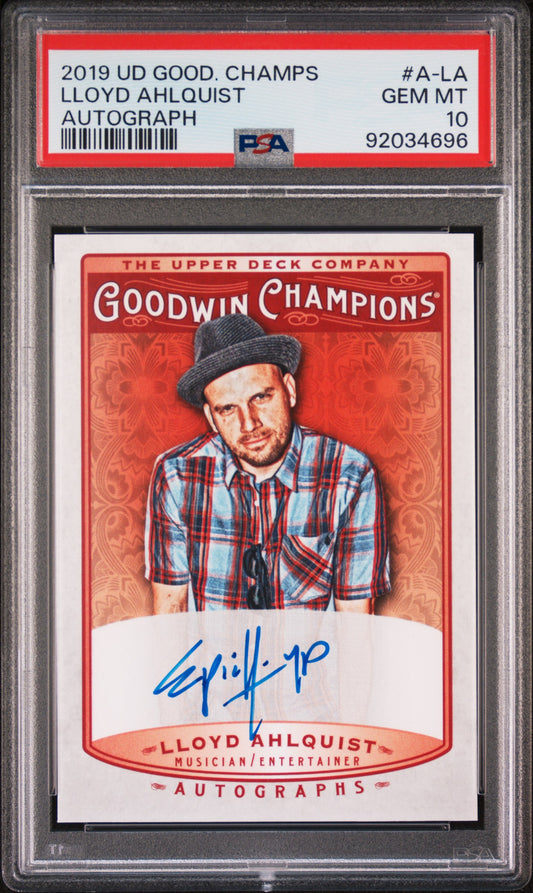 2019 Upper Deck Goodwin Champions Autograph Lloyd Ahlquist #A-LA AUTO PSA 10