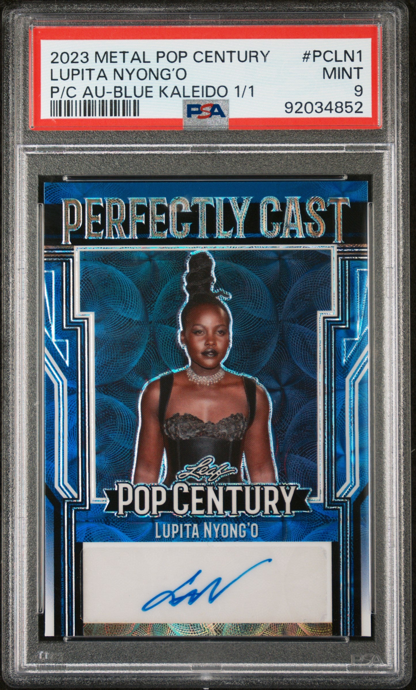 Lupita Nyong’O 2023 Leaf Metal Pop Century Perfectly Cast AUTO Blue #1/1 PSA 9