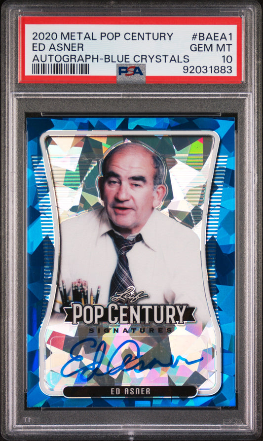 Ed Asner 2020 Leaf Metal Pop Century Autograph Blue Crystals #4/10 AUTO PSA 10