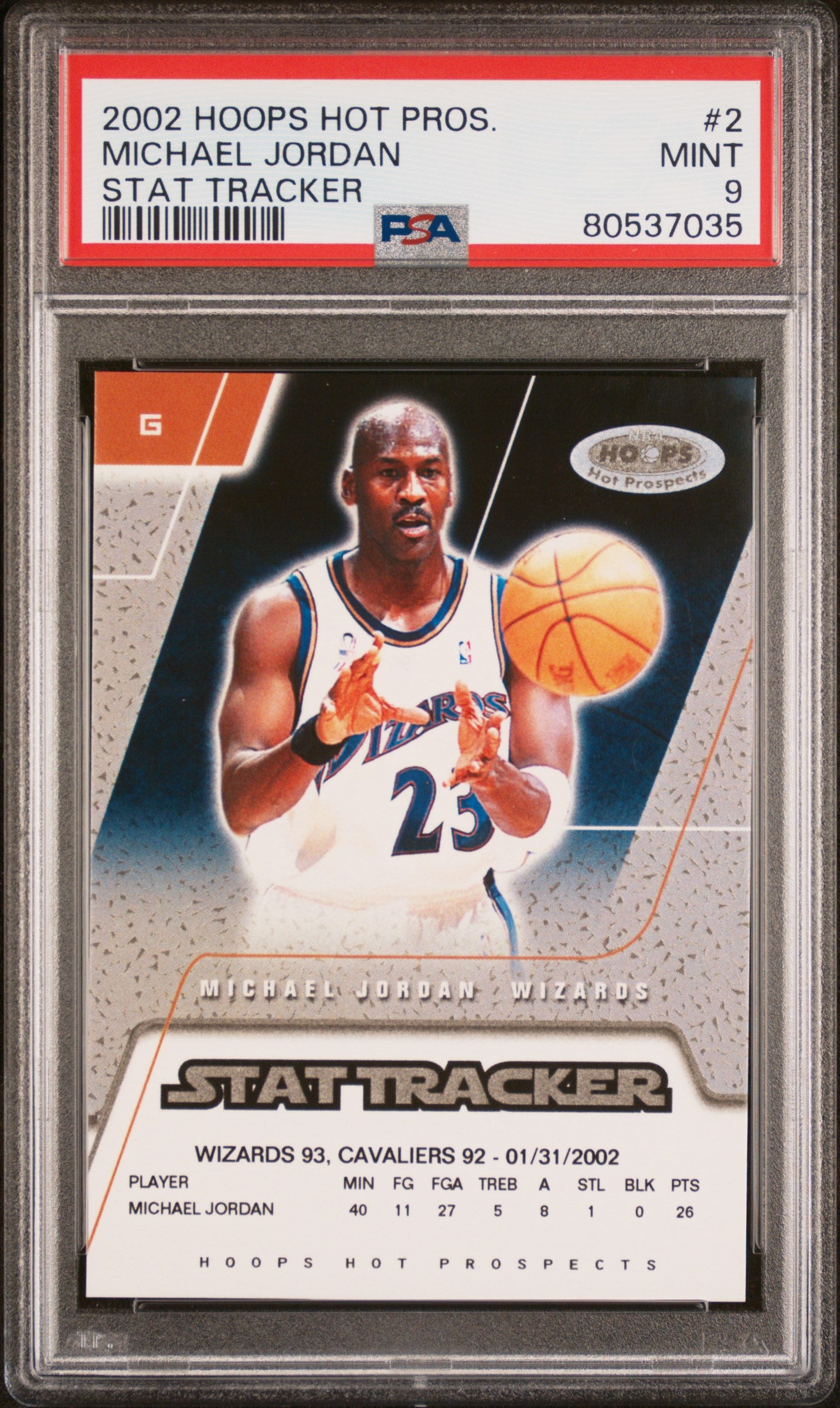 2002-03 Hoops Hot Prospects Stat Tracker #42/60 Michael Jordan #2 PSA 9