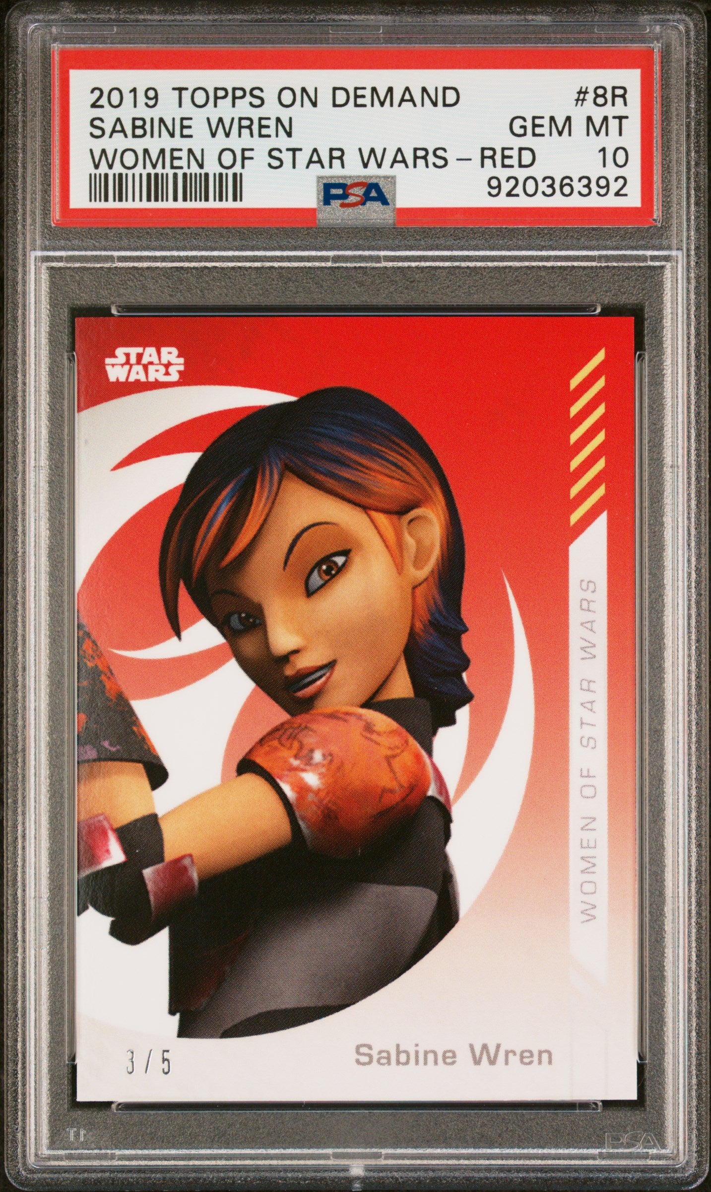 Sabine Wren 2019 Topps On Demand Women Of Star Wars Red #3/5 PSA 10