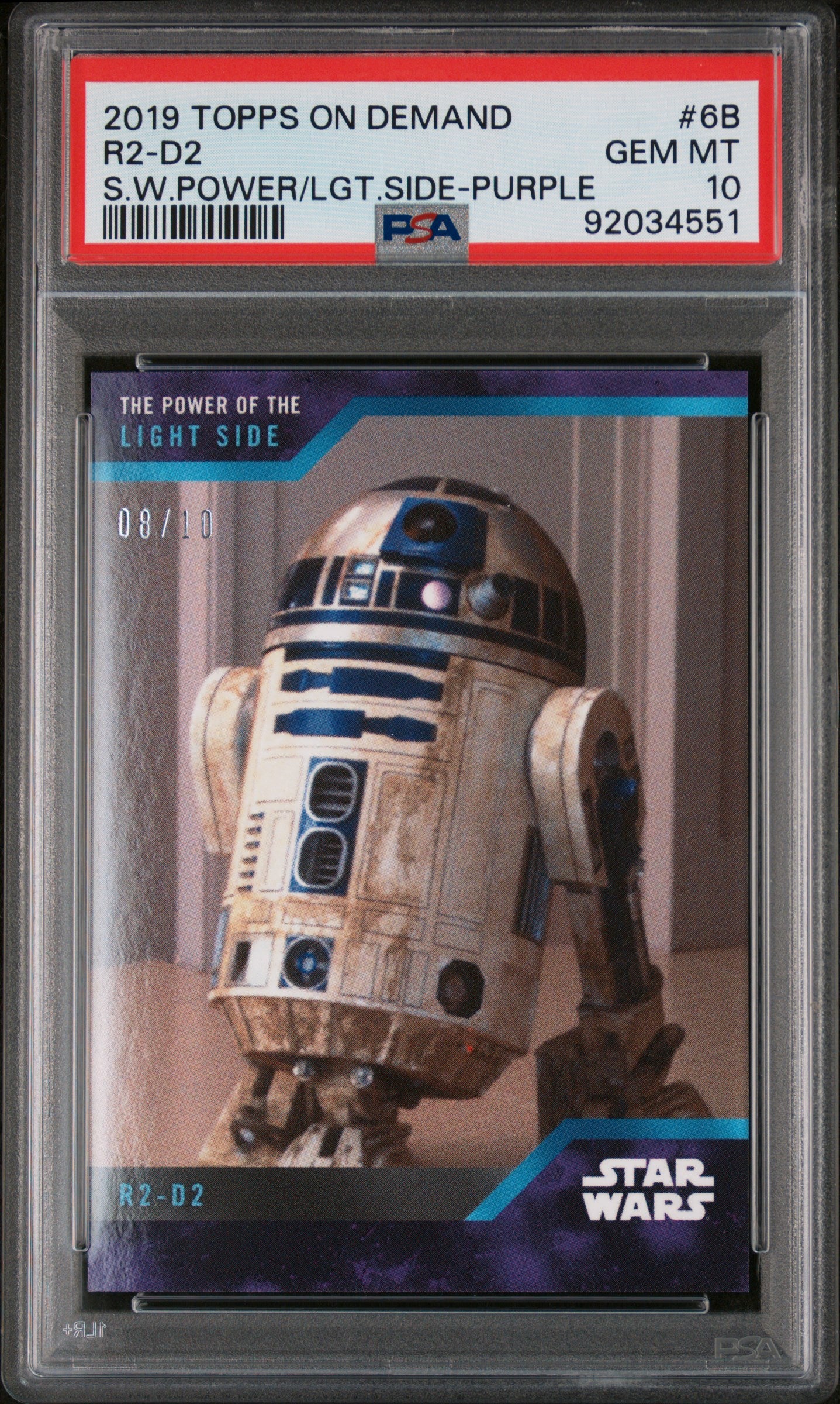 R2-D2 2019 Topps Star Wars Power Of The Light Side #8/10 Purple PSA 10