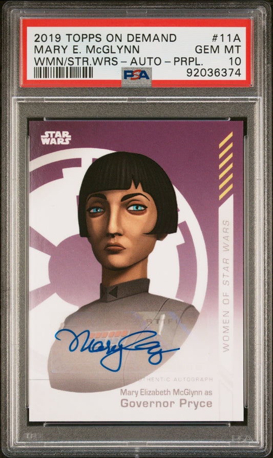 Mary E. Mcglynn 2019 Topps Women Of Star Wars Purple AUTO Govenor PRyce PSA 10