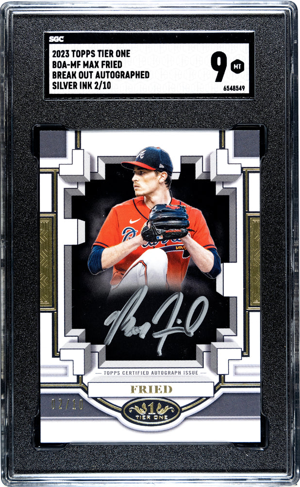 2023 Topps Tier One Max Fried #BOA-MF Break Out Autograph Silver Ink #2/10 SGC 9