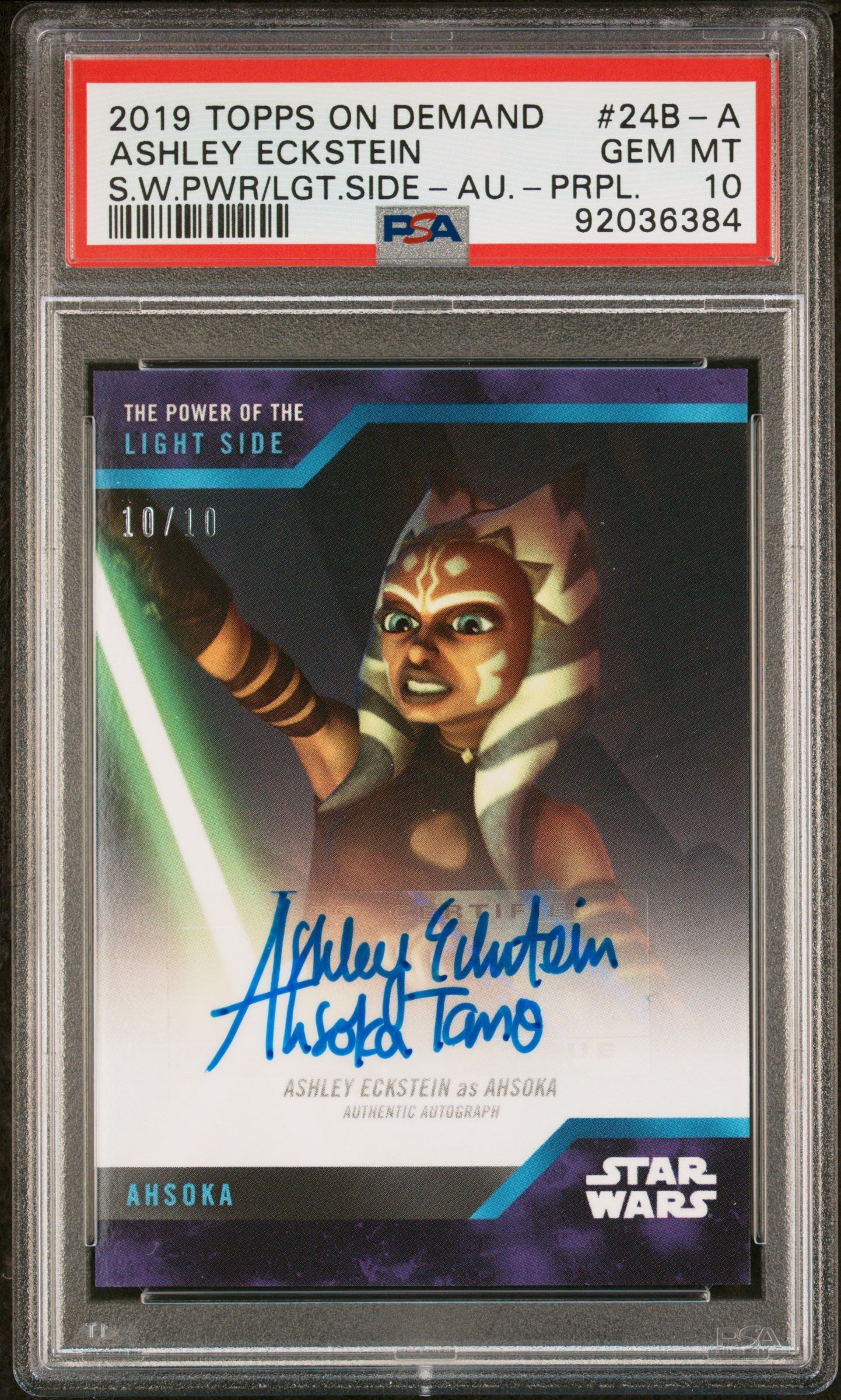 Ashley Eckstein 2019 Topps Star Wars Purple #10/10 Auto Ahsoka PSA 10