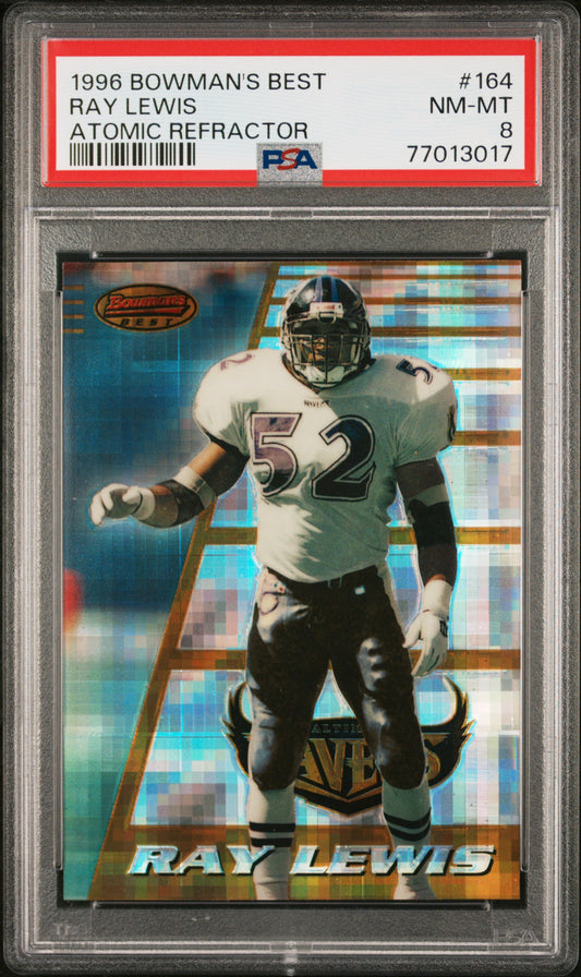 1996 Bowman's Best Ray Lewis #164 Atomic Refractor PSA 8