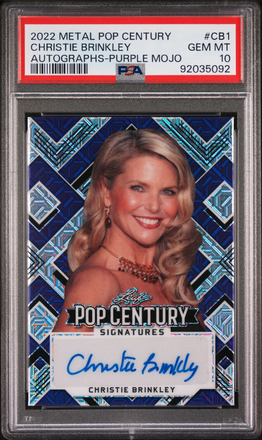 Christie Brinkley 2022 Leaf Metal Pop Century AUTO #2/6 Purple Mojo PSA 10