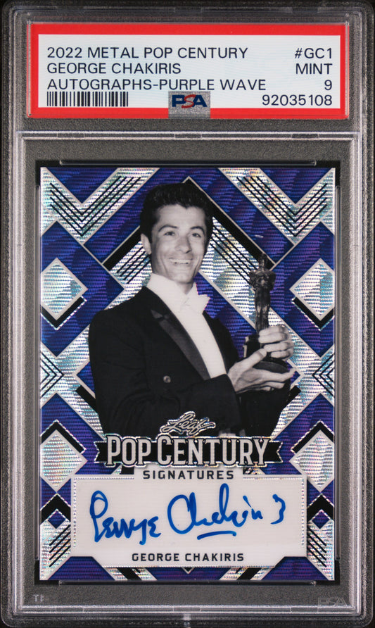 George Chakiris 2022 Leaf Metal Pop Century AUTO #4/20 Purple Wave PSA 9