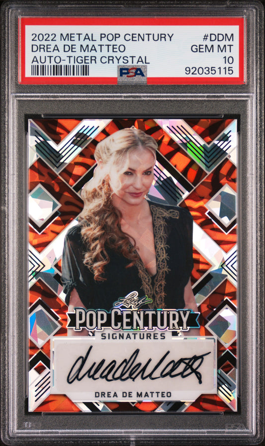 Drea De Matteo 2022 Leaf Metal Pop Century Auto #3/4 Tiger Crystal PSA 10