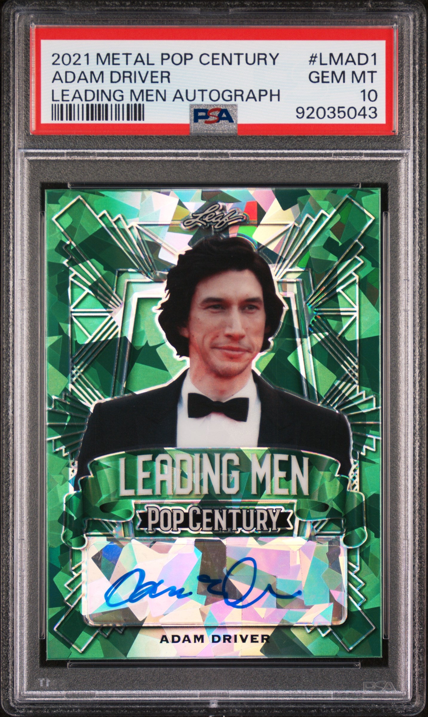 Adam Driver 2021 Leaf Metal Pop Century Leading Men AUTO #3/4 Green PSA 10