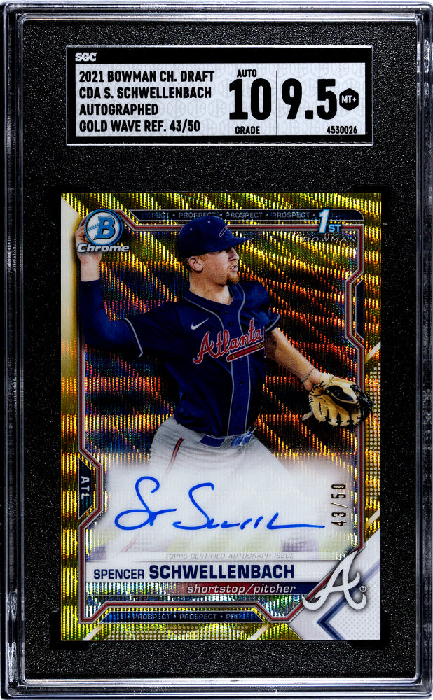 2021 Bowman Chrome Spencer Schwellenbach AUTO #/50 Gold Wave Refractor SGC 9.5