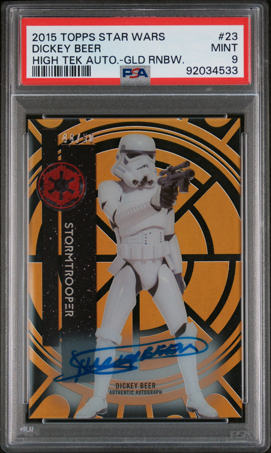 Dickey Beer STORMTROOPER 2015 Topps Star Wars High Tek AUTO Gold #44/50 PSA 9