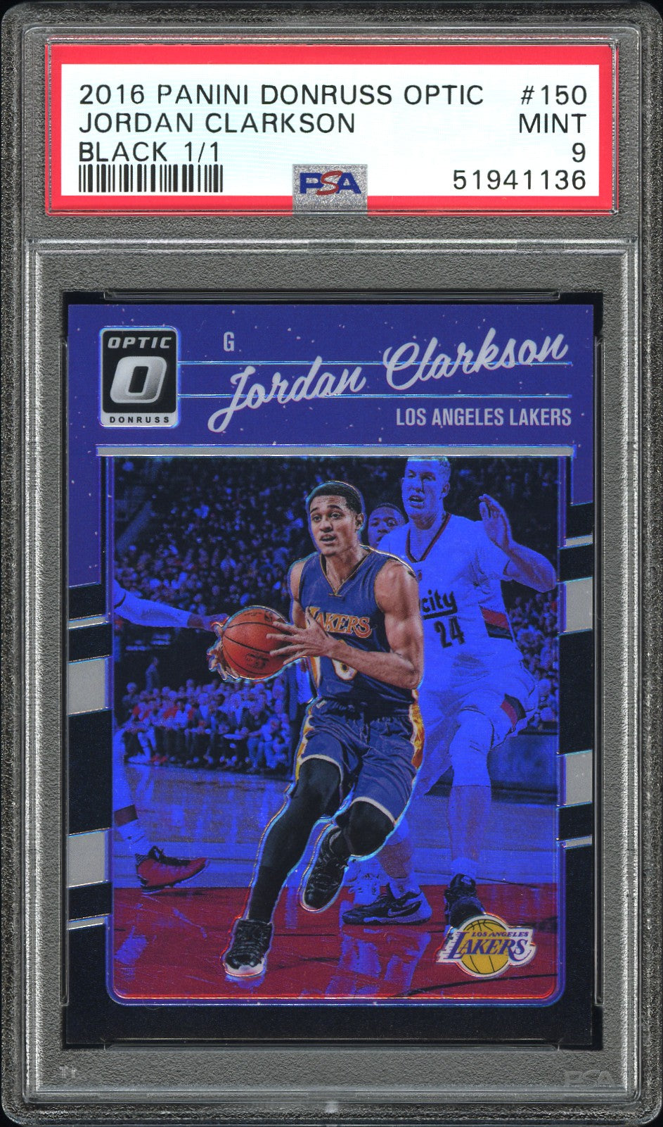 2016-17 Panini Donruss Optic Jordan Clarkson #150 Black #1/1 PSA 9 Lakers