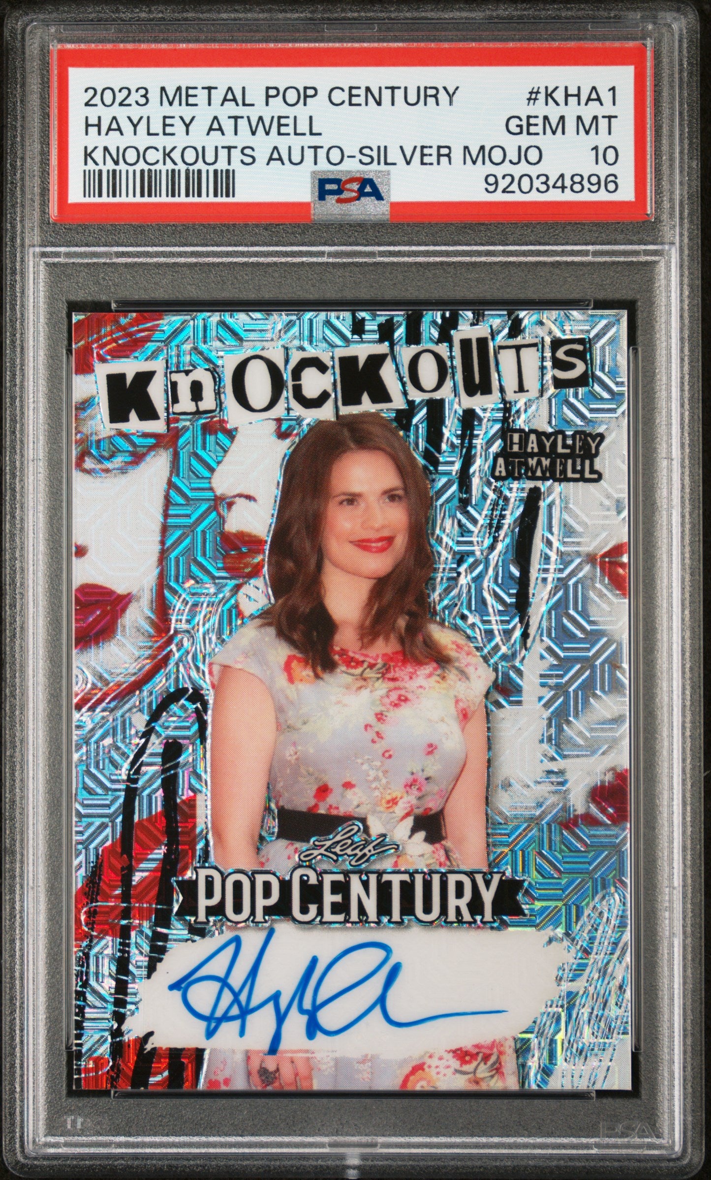 Hayley Atwell 2023 Leaf Metal Pop Century Knockouts AUTO #4/7 Silver Mojo PSA 10