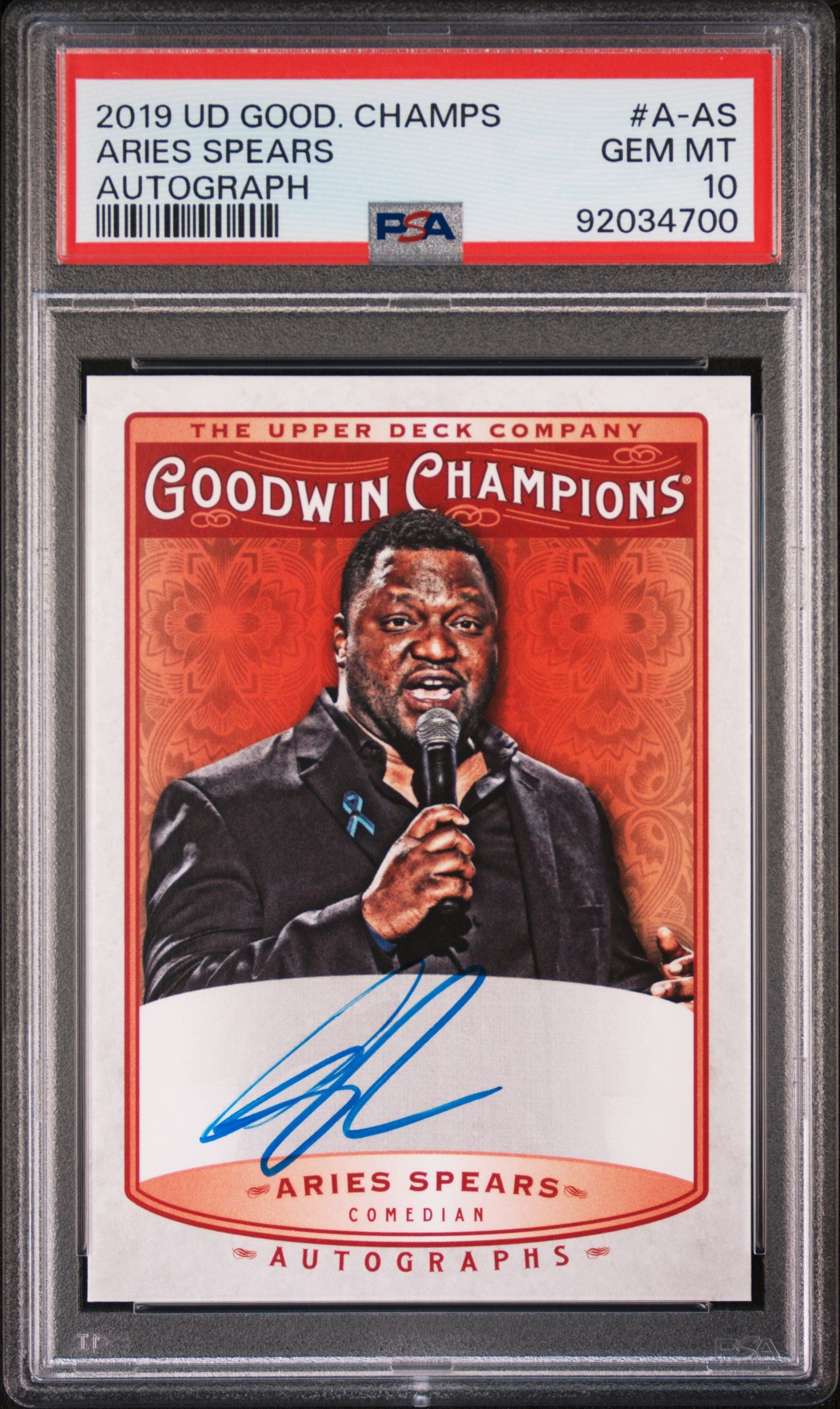 2019 Upper Deck Goodwin Champions Autograph Aries Spears #A-AS AUTO PSA 10