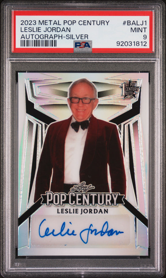 Leslie Jordan 2023 Leaf Metal Pop Century Autograph AUTO #6/30 Silver PSA 9