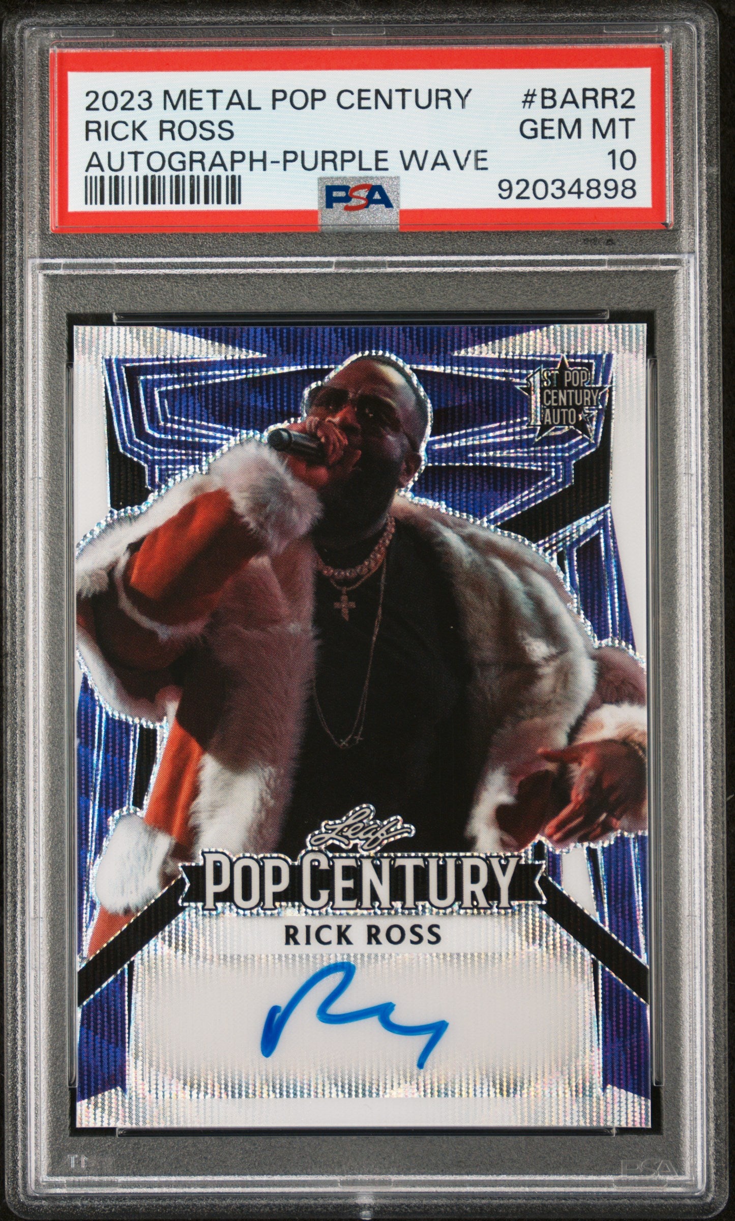 Rick Ross 2023 Leaf Metal Pop Century Autograph AUTO #9/12 Purple Wave PSA 10