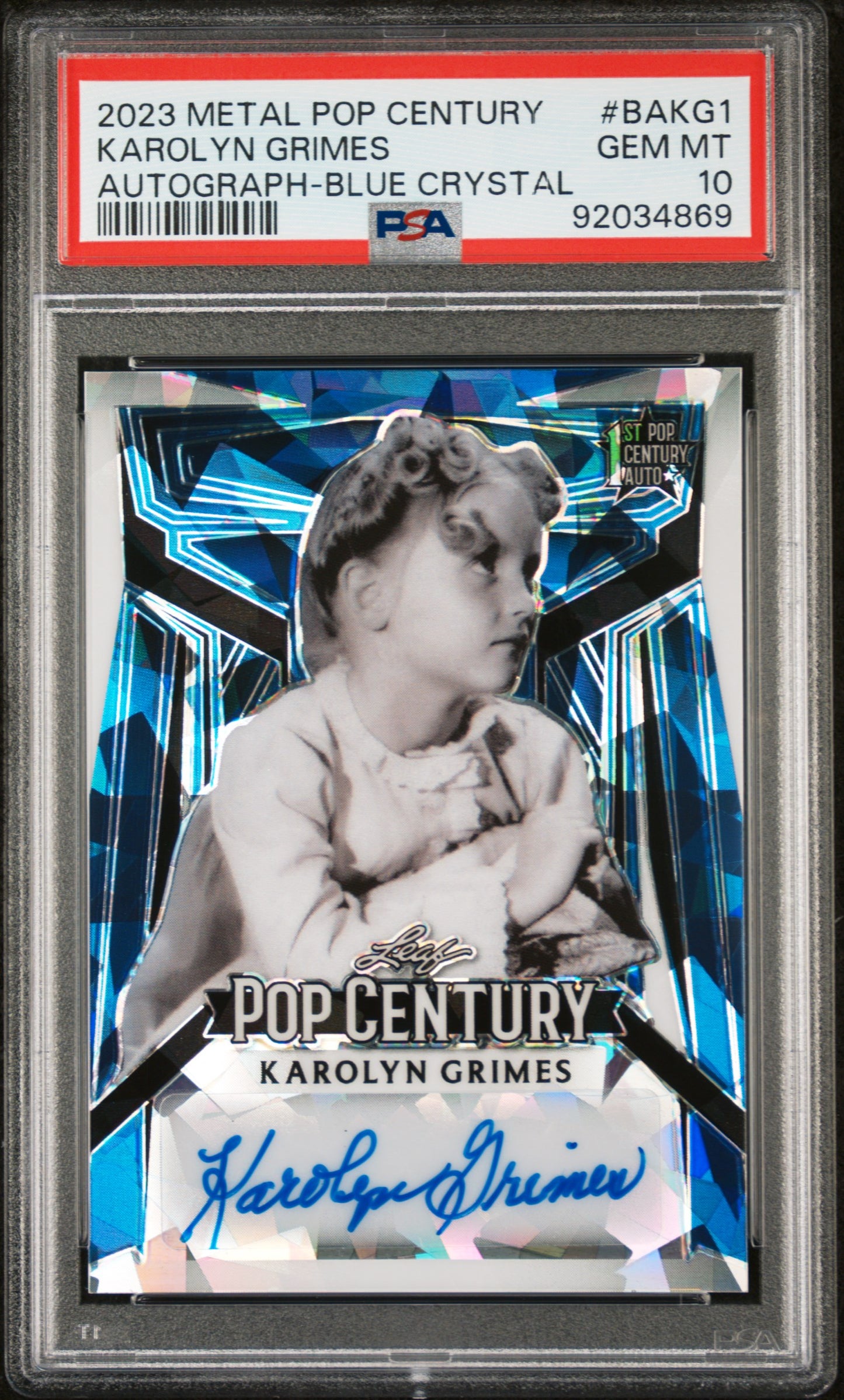 Karolyn Grimes 2023 Leaf Metal Pop Century Autograph AUTO #2/12 Blue PSA 10