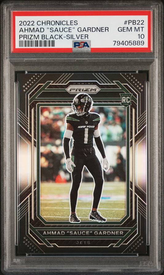 2022 Panini Chronicles Prizm Black Silver Rookie Ahmad "sauce" Gardner PSA 10