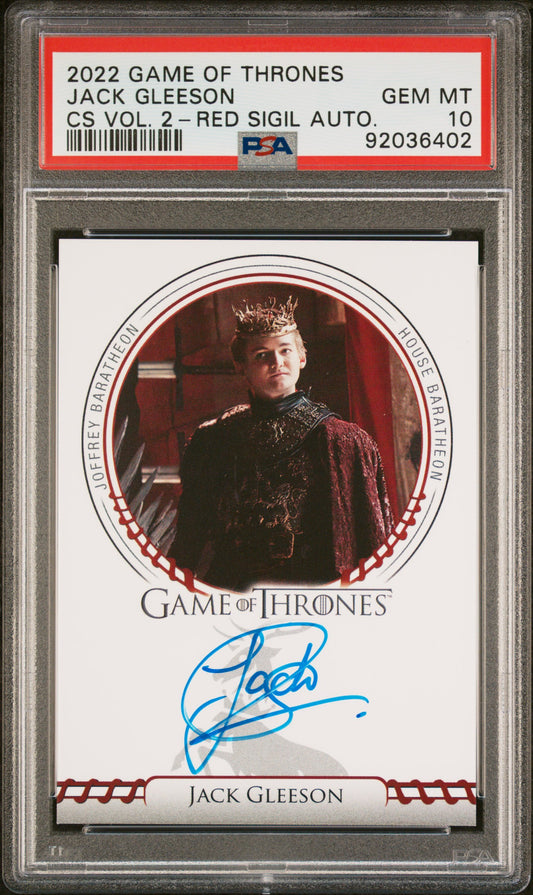 Jack Gleeson KING JOFFREY BARATHEON 2022 Game Of Thrones AUTO PSA 10