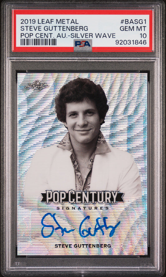 Steve Guttenberg 2019 Leaf Metal Pop Century Autograph AUTO Silver Wave PSA 10