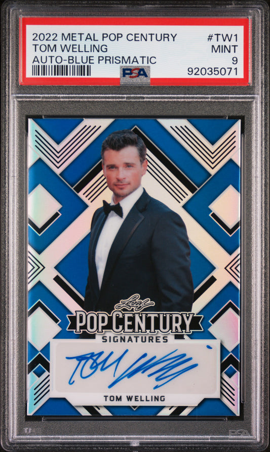 Tom Welling 2022 Leaf Metal Pop Century Autograph Auto Blue #14/50 PSA 9