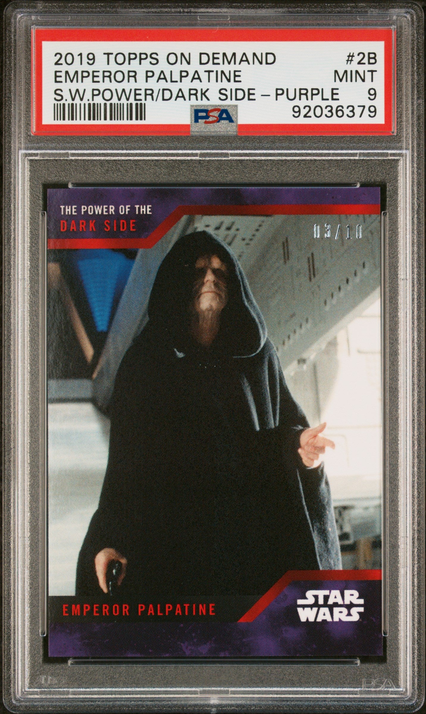 Emperor Palpatine 2019 Topps Star Wars Power Dark Side Purple #3/10 PSA 9