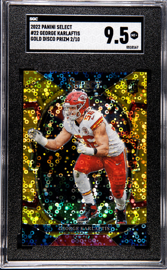 2022 Panini Select George Karlaftis #22 Gold Disco Prizm #2/10 Rookie SGC 9.5