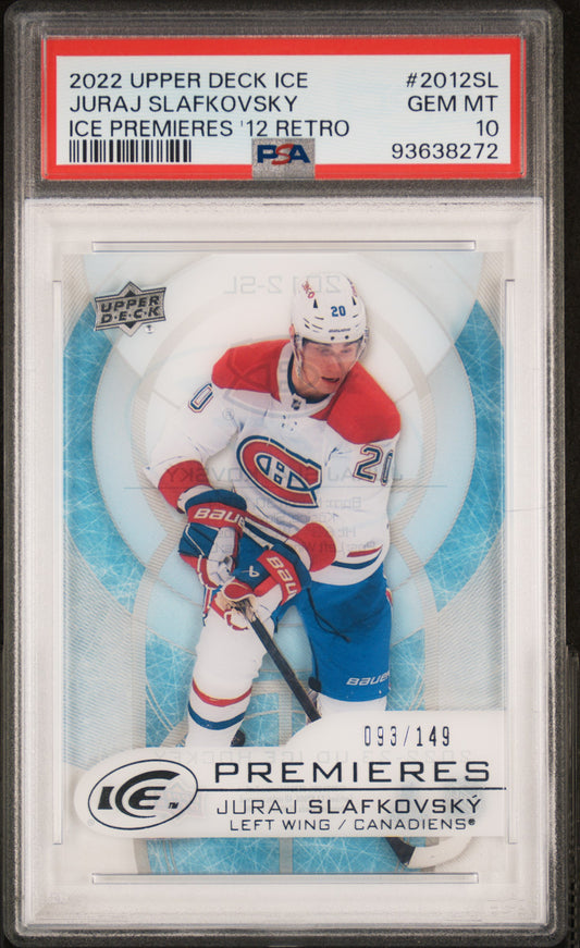 2022-23 Upper Deck Ice Premieres 2012-13 Retro Juraj Slafkovsky #93/149 PSA 10